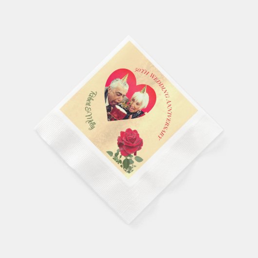Rote Rose Serviette (Ecke)