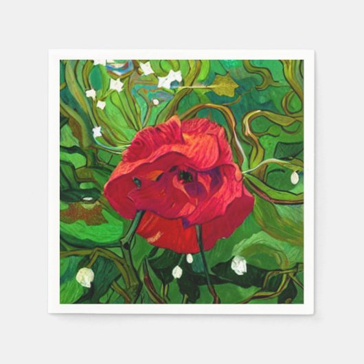 ROTE ROSE SERVIETTE (Vorderseite)