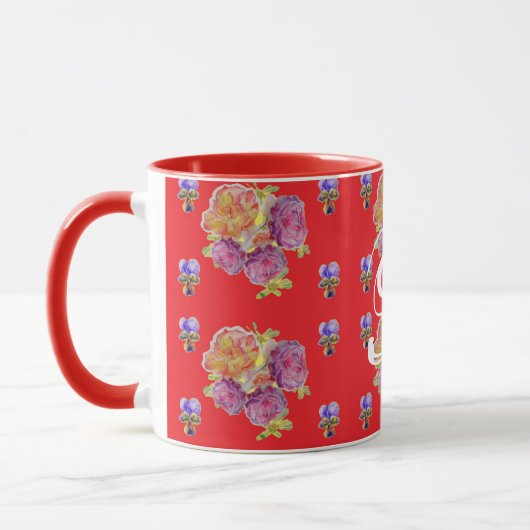 Rote Rose Shabby Chic Rose Muster Blumenmuster ers Tasse (Links)