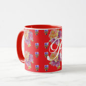 Rote Rose Shabby Chic Rose Muster Blumenmuster ers Tasse (Vorderseite Links)