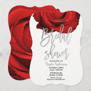 Rote Rose Silber Schrift Modern Trendige Brause Sh Einladung