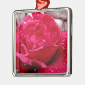 Rote Rose Silbernes Ornament (Links)