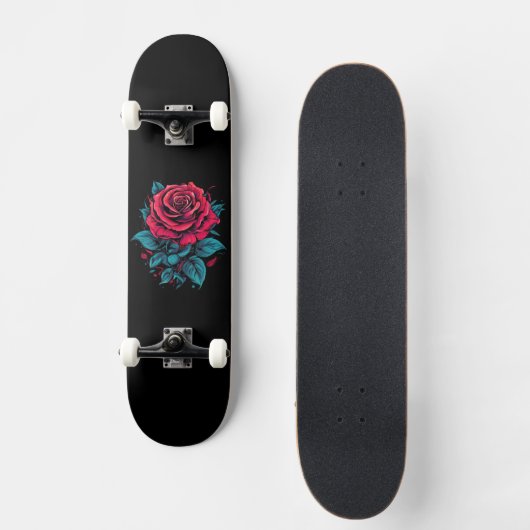 Rote Rose Skateboard (Vorderseite)