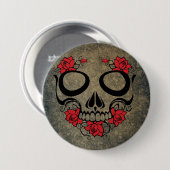 Rote Rose Skull Button (Vorne & Hinten)