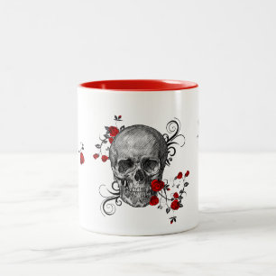Rote Rose Skull-Kaffee-Tasse Zweifarbige Tasse