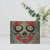 Rote Rose Skull Postkarte (Stehend Vorderseite)