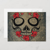 Rote Rose Skull Postkarte (Vorne/Hinten)