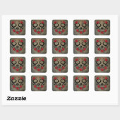 Rote Rose Skull Quadratischer Aufkleber (Blatt)