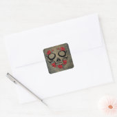 Rote Rose Skull Quadratischer Aufkleber (Umschlag)