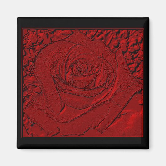 Rote Rose "Skulptur" Magnet (Vorne)
