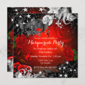 Rote Rose Sparkle Magisches Party Einladung (Vorne/Hinten)