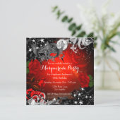 Rote Rose Sparkle Magisches Party Einladung (Stehend Vorderseite)