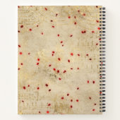 Rote Rose spielt mit Noten Notizblock (Rückseite)