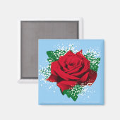 ROTE ROSE Sq Magnet (Vorderseite/Rückseite)