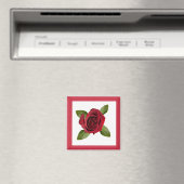 Rote Rose Square Magnet (In Situ (Geschirrspüler))