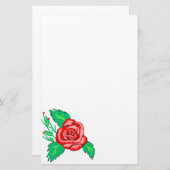Rote Rose Stationery Briefpapier (Vorne/Hinten)