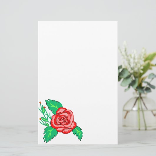 Rote Rose Stationery Briefpapier (Stehend Vorderseite)