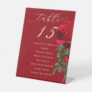 Rote Rose Stehende Tischsitzliste Namenszeichen Sockelschild