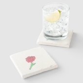 Rote Rose Steinuntersetzer (Seitenansicht)