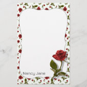 Rote Rose & Stem - Muster für Blumenfotografie Briefpapier (Vorderseite)