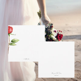 Rote Rose Stem Personalisiert Square Wedding Dankeskarte