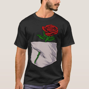 Rote Rose Stilvolles Niedliches Pocket für Damen u T-Shirt