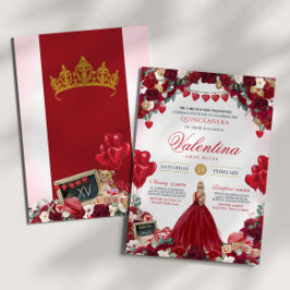 Rote Rose Sweet 15 Valentines Quinceanera Einladung