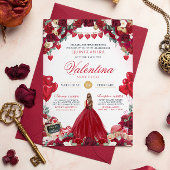 Rote Rose Sweet 15 Valentinin's Quinceanera Einladung