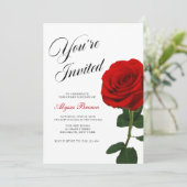 Rote Rose Sweet 16 Party  Einladung (Stehend Vorderseite)