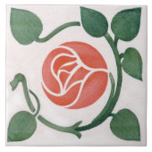 Rote Rose Symmetrische Art Deco Keramik Tile Fliese (Vorderseite)