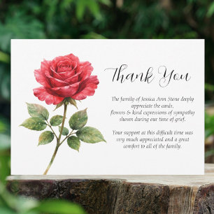 Rote Rose Sympathie Florale Beerdigung Danke  Einladung