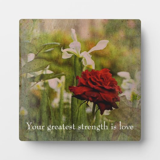 Rote Rose Tabletop Plaque mit Easel Fotoplatte (Vorderseite)