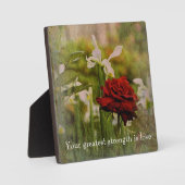 Rote Rose Tabletop Plaque mit Easel Fotoplatte (Vorderseite)