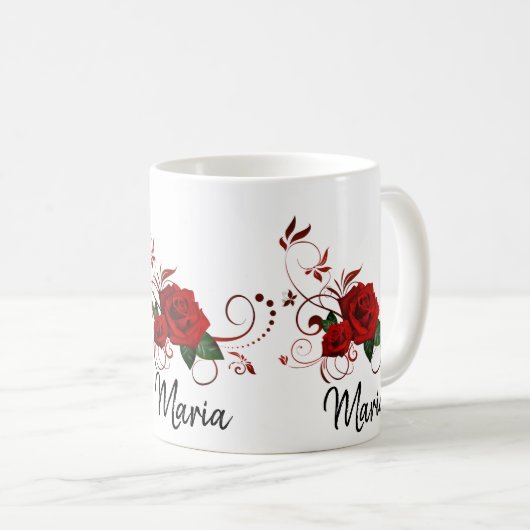 Rote Rose Tasse (VorderseiteRechts)