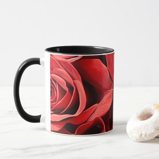 Rote Rose Tasse (Mit Donut)