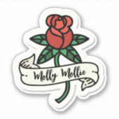 Rote Rose Tattoo Design Custom Cut Vinyl Sticker (Vorderseite)