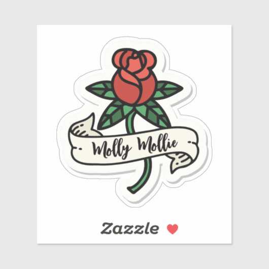 Rote Rose Tattoo Design Custom Cut Vinyl Sticker (Blatt)