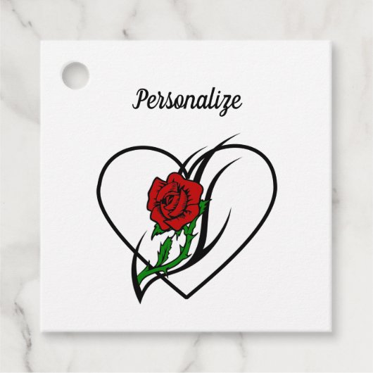 Rote Rose Tattoo Geschenkanhänger (Vorderseite)