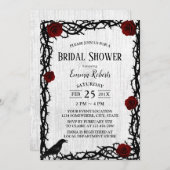 Rote Rose & Thorn Rustikales Brautparty Einladung (Vorne/Hinten)