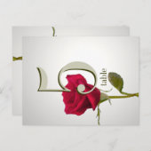 Rote Rose Tischnummer Card (Vorne/Hinten)
