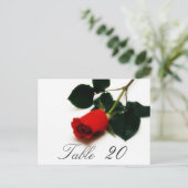 Rote Rose Tischnummer Card (Stehend Vorderseite)