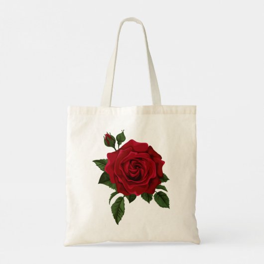 Rote Rose Tote Bag Tragetasche (Rückseite)
