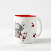Rote Rose Totenkopf Kaffeetasse (VorderseiteRechts)