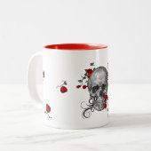 Rote Rose Totenkopf Kaffeetasse (Vorderseite Links)