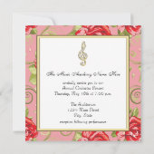 Rote Rose Treble Clef Einladung (Rückseite)