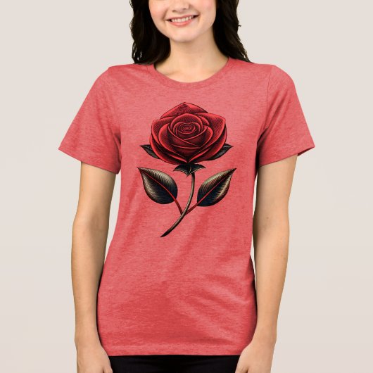 rote Rose Tri-Blend Shirt (Vorderseite)