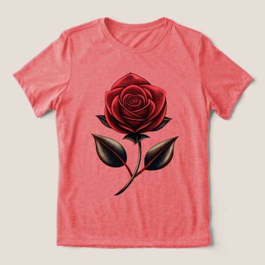 rote Rose Tri-Blend Shirt (Design Vorderseite)