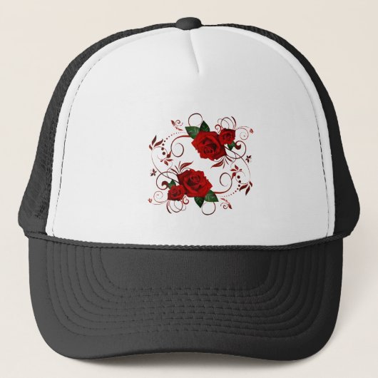 Rote Rose Trucker Hat Truckerkappe (Vorderseite)