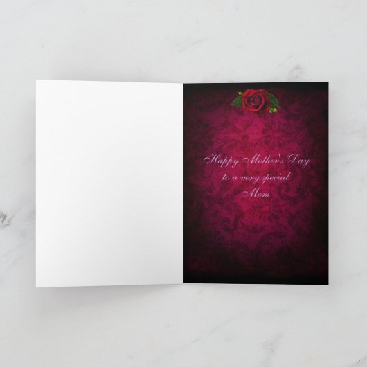 Rote Rose u. lila Karte der Rahmen-Damast-Mutter (Innenseite)