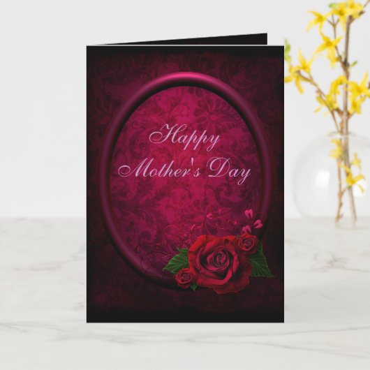 Rote Rose u. lila Karte der Rahmen-Damast-Mutter (Gelbe Blume)
